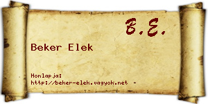 Beker Elek névjegykártya